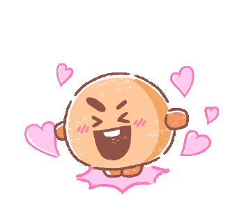 A gif of SHOOKY, a character from the BTS and LINE FRIENDS collaboration. It is jumping in place while rotating. Hearts float around it.